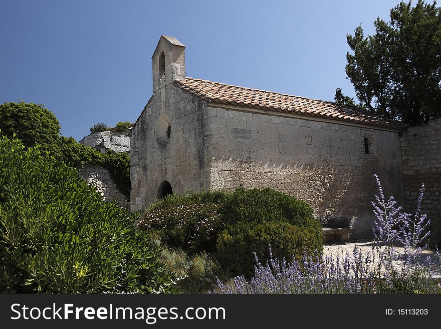 One of the buildings in Chateau des Baux castle complex, France.