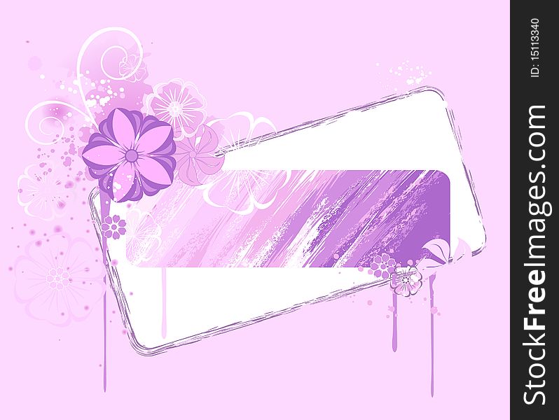 Original banner, painted various shades of pink paint, decorated with stylized flowers and drips of paint. Original banner, painted various shades of pink paint, decorated with stylized flowers and drips of paint.