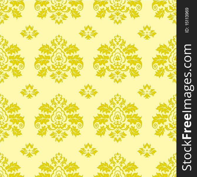 Classic seamless wallpaper yellow flowers. Classic seamless wallpaper yellow flowers
