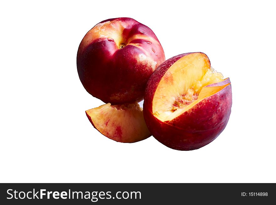 Two peaches isolated  on a white background