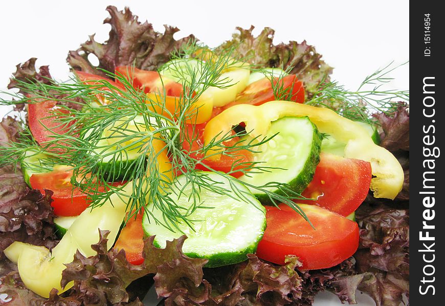 Vegetable salad with tomato and cucumber