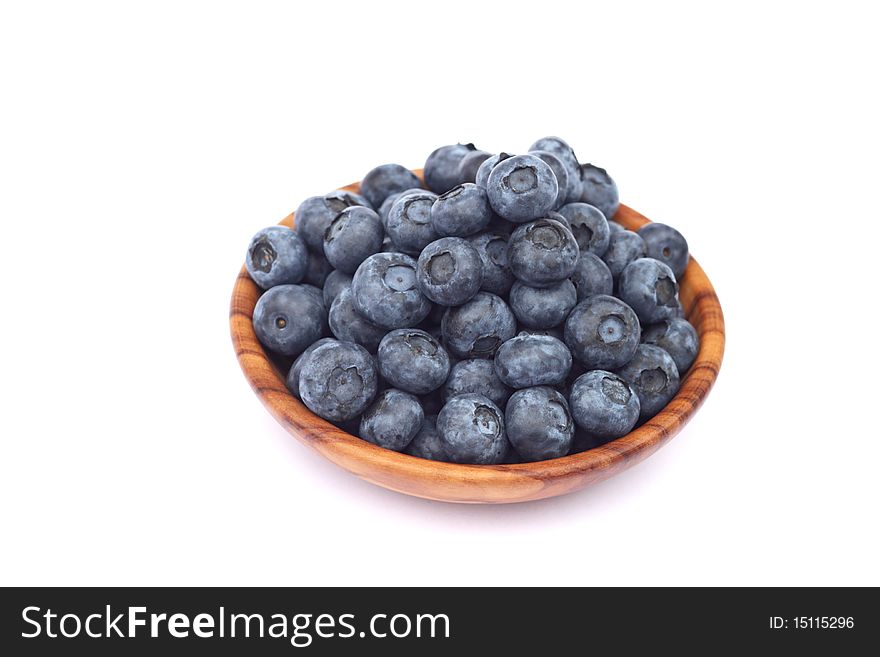 Several blueberries on white background