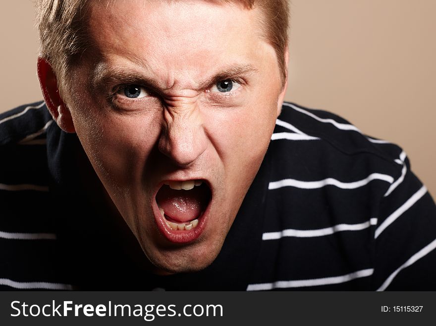 Emotional portrait of young man