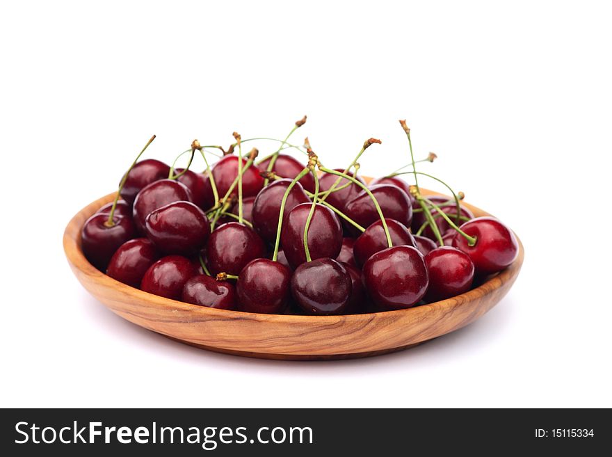 Several sweet cherries on white background