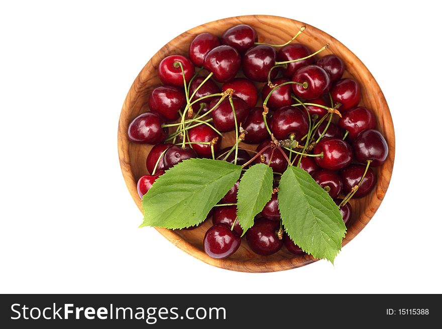 Several sweet cherries on white background