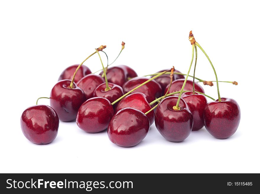 Several cherries on white background. Several cherries on white background