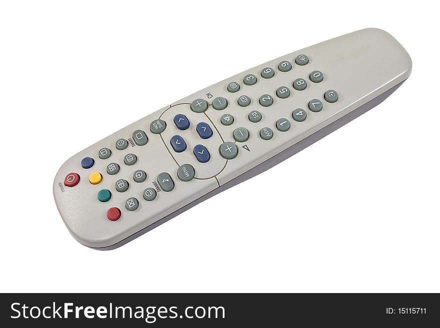 Plastic remote control on the white background