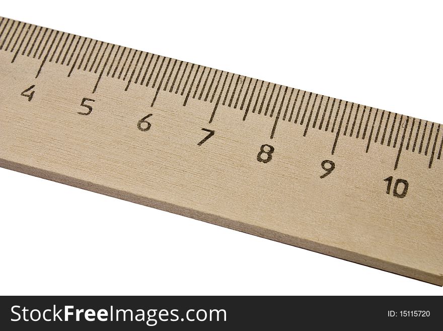 Wooden Ruler Isolated On The White