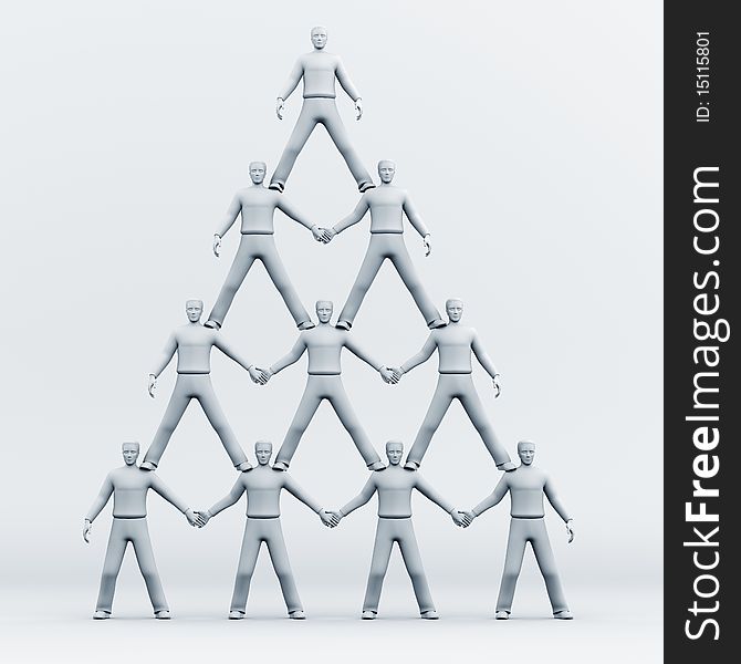 3D men pyramid isolated over a white background. 3D men pyramid isolated over a white background