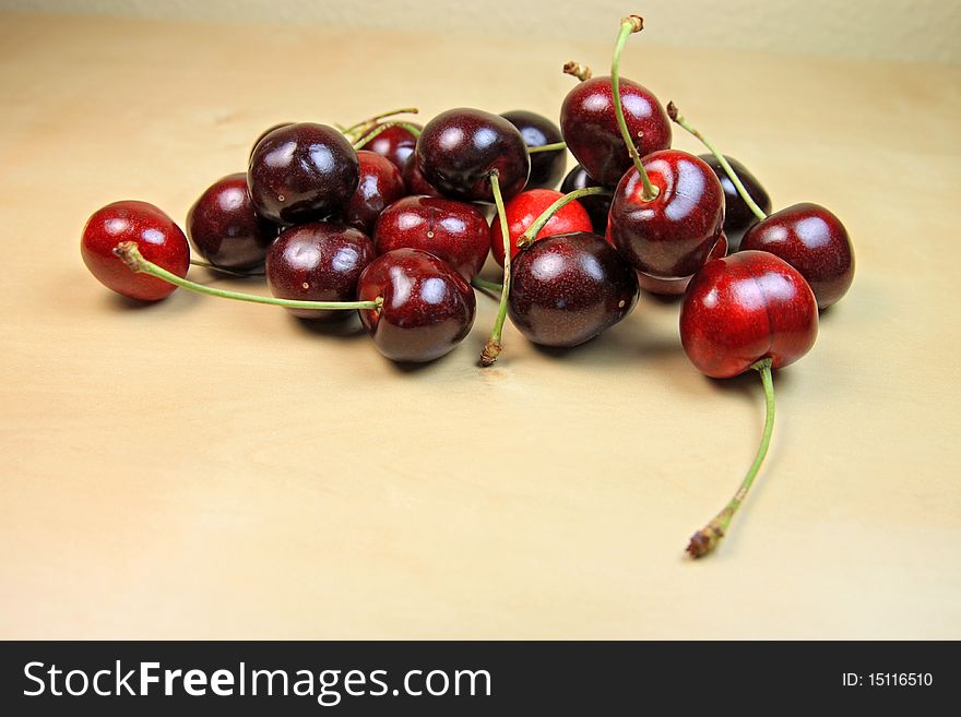 Pile of ripe red cherries grown in Washington state. Pile of ripe red cherries grown in Washington state