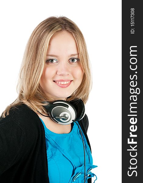 Woman With Headphones And Microphone