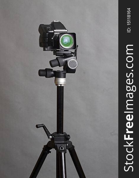 Professional medium format camera on a tripod