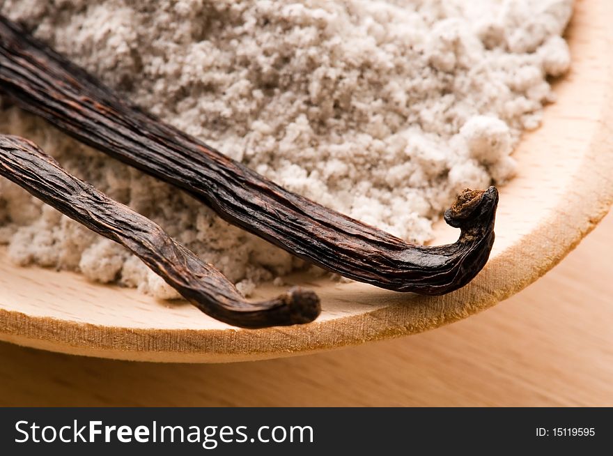 Vanilla beans with aromatic sugar. baking, cooking, tasty