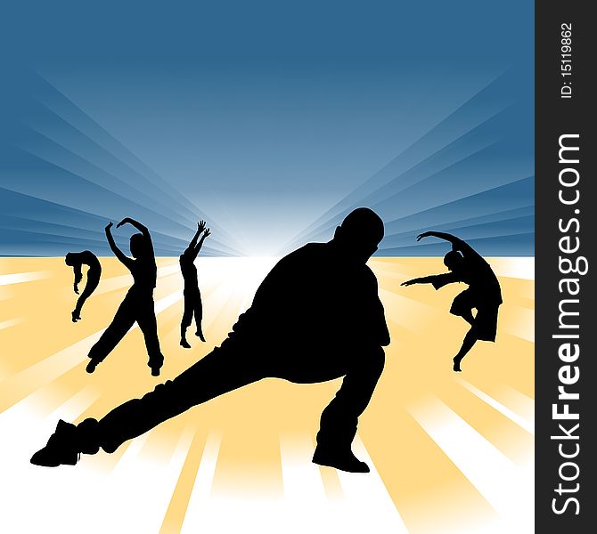 Dancing people silhouette vector illustration