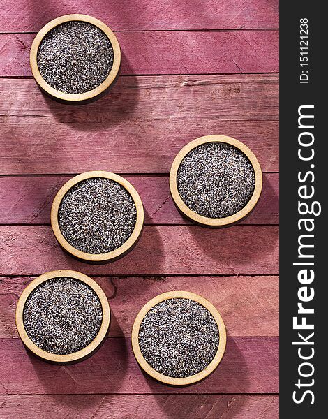 Organic poppy seeds - Papaver somniferum. Text space