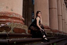 Young Attractive Woman Is Wearing The Sexy Transparent Black Dress. Young Woman Modern Portrait Stock Photography Young Attractive Woman Is Wearing The Sexy Transparent Black Dress. Young Woman Modern Portrait Stock Photography