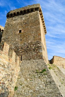 Wall And Tower Of Genoese Fortress Royalty Free Stock Photos