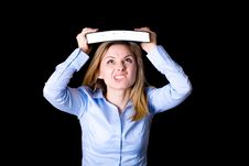 Push The Knowledge To Your Head, Female Isolated Royalty Free Stock Photo