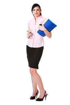 Charming Girl In Pink Blouse With Papers Royalty Free Stock Photo Charming Girl In Pink Blouse With Papers Royalty Free Stock Photo