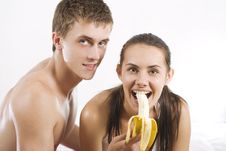 Couple Eating Banana Stock Image Couple Eating Banana Stock Image