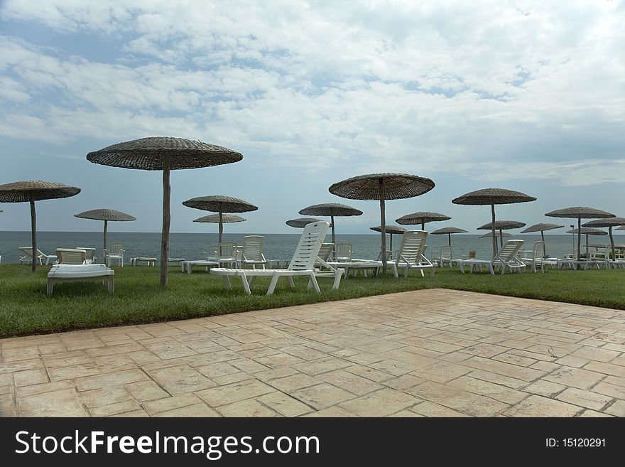 Recreation area of luxurious hotel. Greece