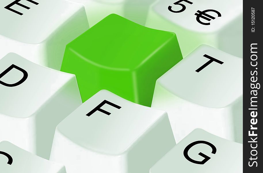 Image of isolated green computer key