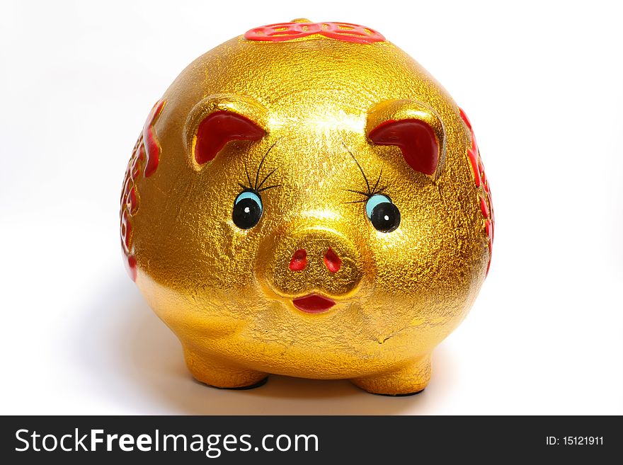 Gold piggy bank for savings