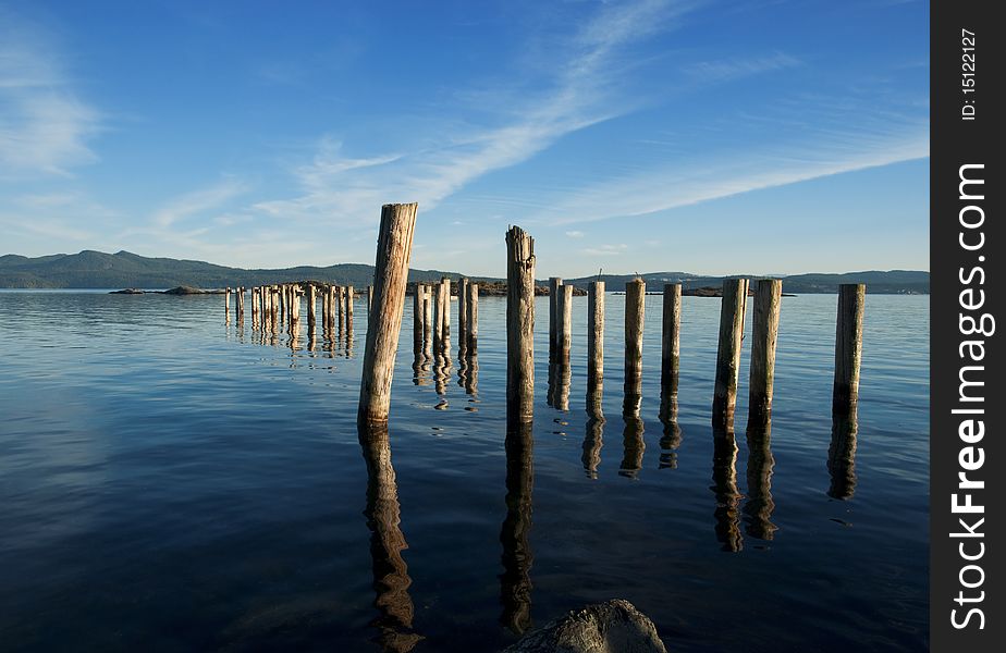 Pilings remaining from an historic pier. Pilings remaining from an historic pier.