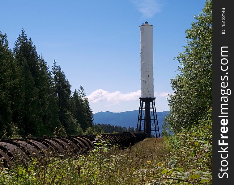 Old water tower in Stillwater, British Columbia.