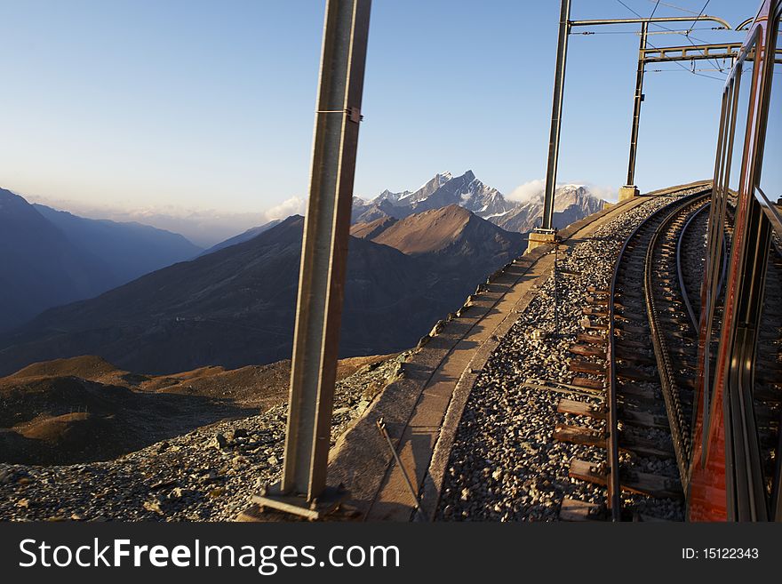 Cog railway up to the peaks of the Alps