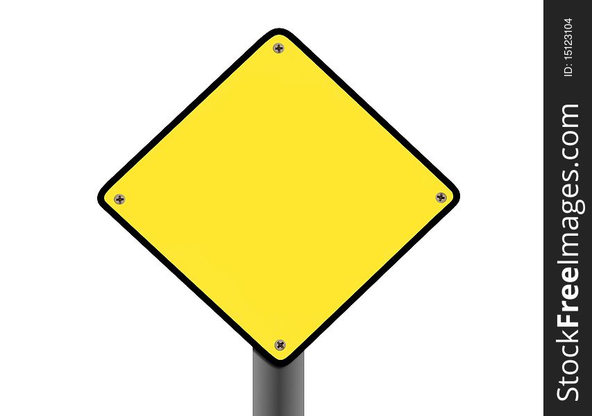 Image of blank yellow signboard over white