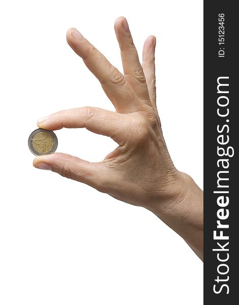 One Hand Holding A Coin