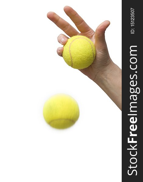 Hand holding  tennis balls in a studio. Hand holding  tennis balls in a studio