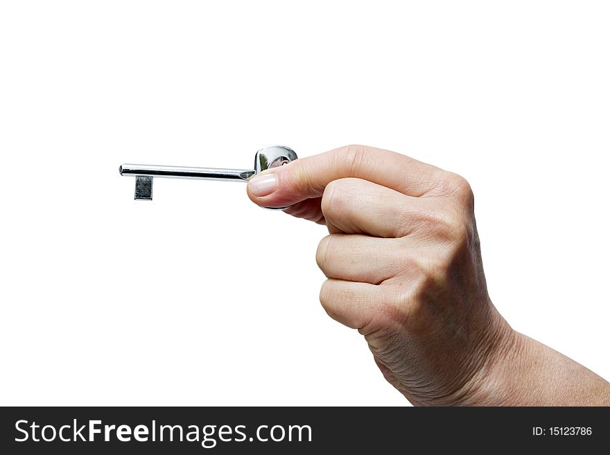 Woman hand holding one key