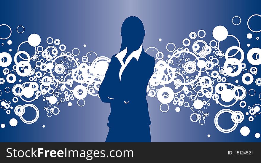 Business woman abstract bubbles