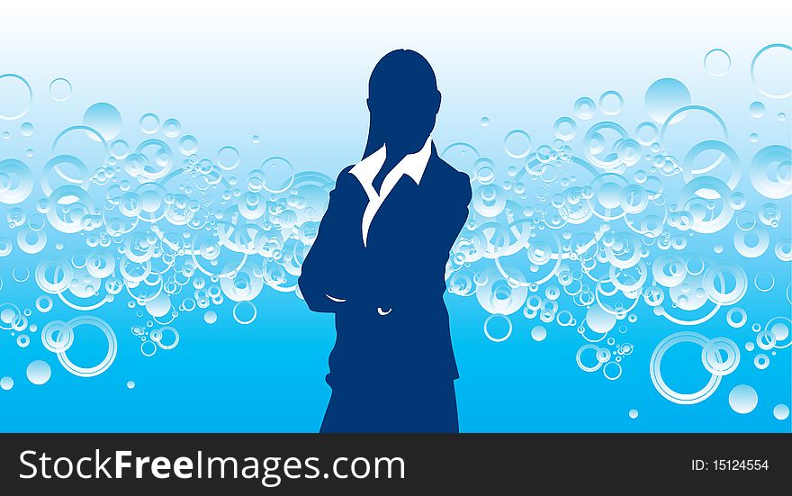 Business lady on a bubble background