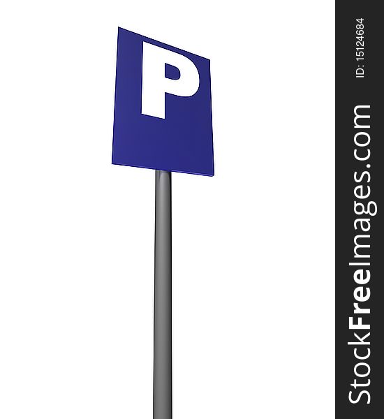 Blue parking sign in perspective