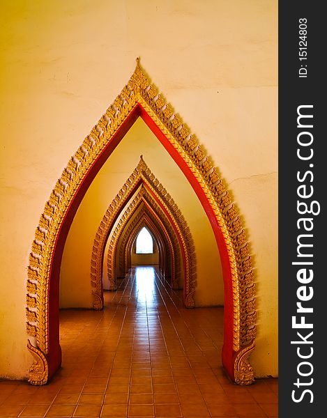 Walkway in temple at kanchanaburi province