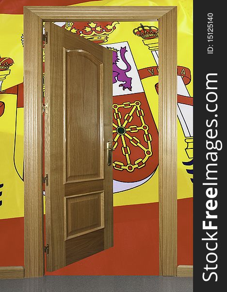This image shows a door that opens onto a Spanish flag, referring to success is having the Spanish sport