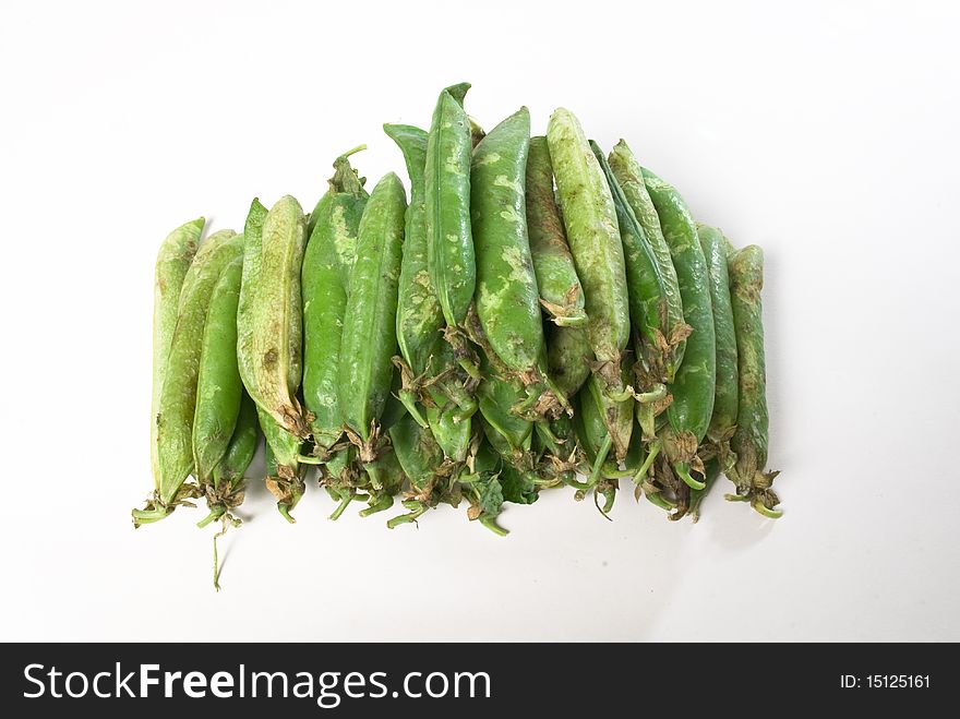 Green fresh beans isolated on white