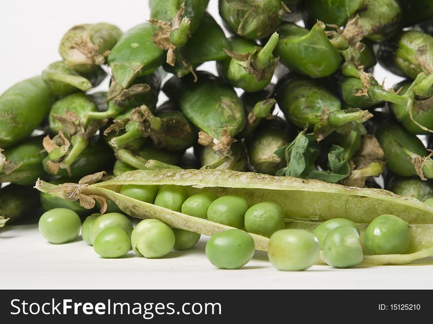 Green fresh beans isolated on white