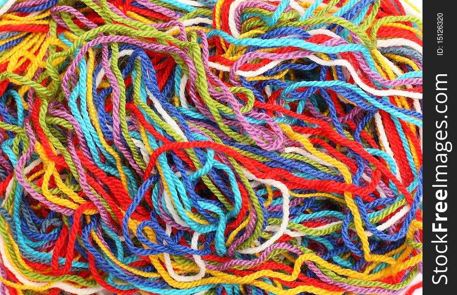 Yarns of different colors as a background