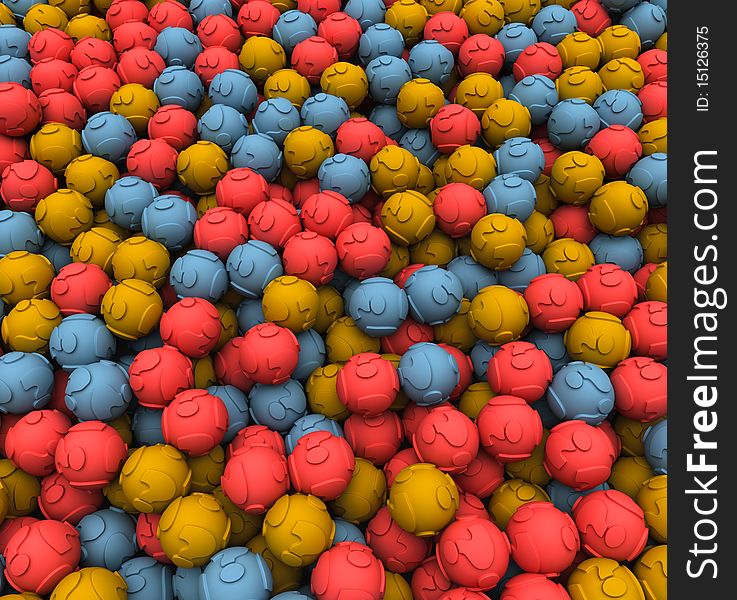 3D Image of scattered question balls