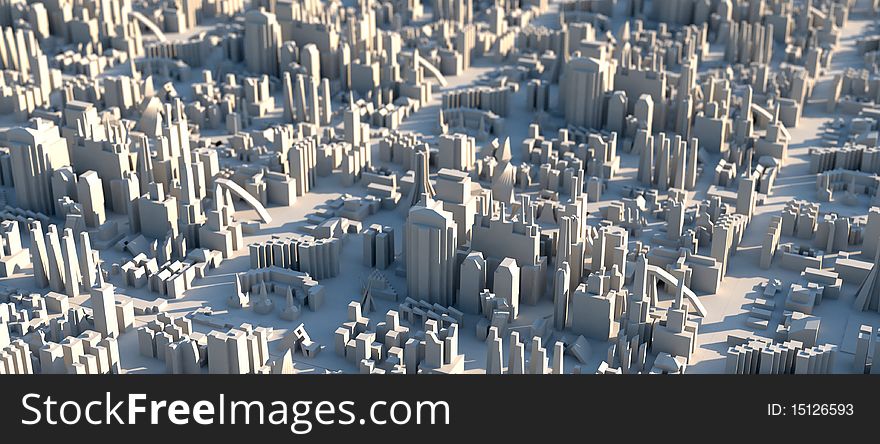 City scape of toy city. Image has depth of field to suggest that the city is in small scale. light is strong suggesting mid day hours. City scape of toy city. Image has depth of field to suggest that the city is in small scale. light is strong suggesting mid day hours.