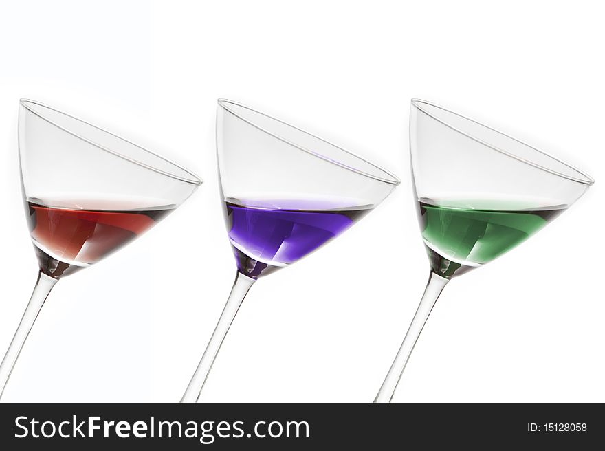 Three cocktails in different colors. Three cocktails in different colors