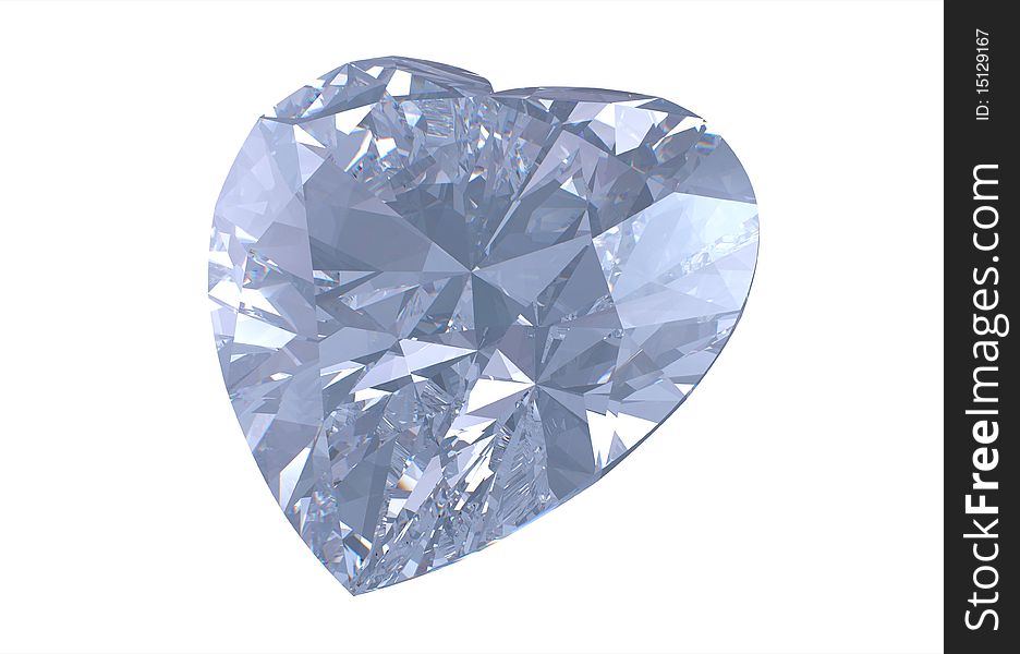 Heart shaped diamond isolated on white. Heart shaped diamond isolated on white