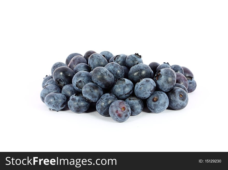 Heap of sweet juicy blueberries isolated on white