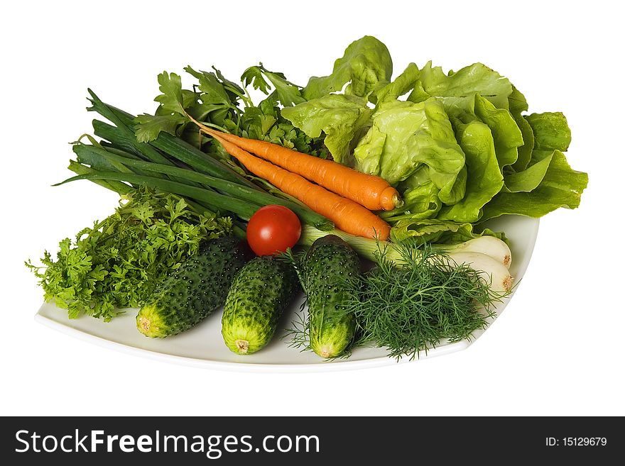 Ingredients for salad isolated on white background
