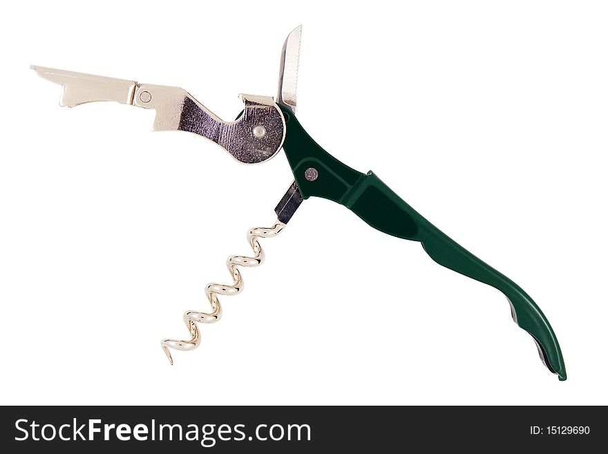 Green metal corkscrew