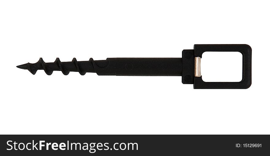 Black plastic corkscrew isolated on white background